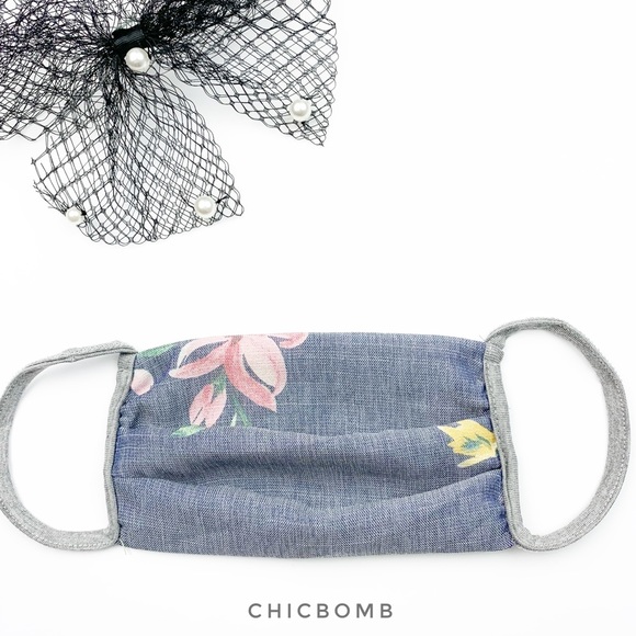CHICBOMB Accessories - FLORAL CLOTH MASK - CHAMBRAY